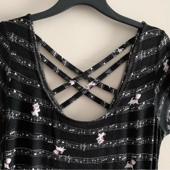 Disney Hot Topic Aristocats Marie Cat Piano Music Notes Skater Fit Flare Dress. - Picture 2 of 10